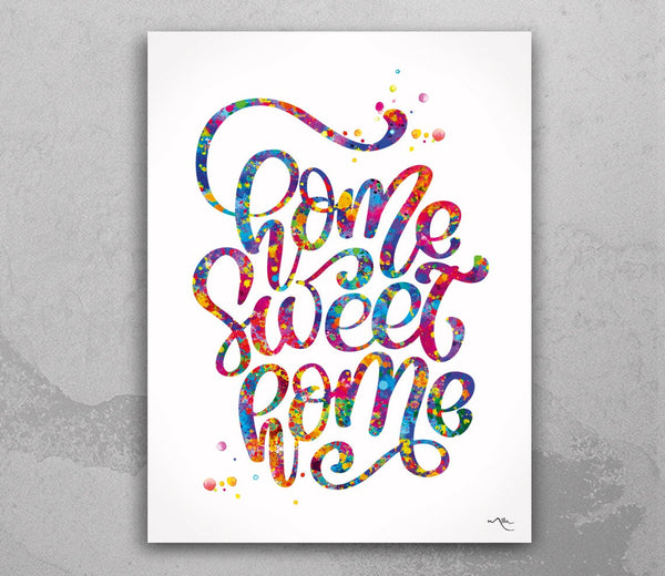 Home Sweet Home  Quote Watercolor Print Typography Wedding Gift Wall Art Ispirational Motivational House Home Decor Gift Housewarming-1663