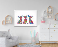 Three Chihuahua Dogs Watercolor Print Poster Gift Pet Dog Love Puppy Friend Animal Dog Doglover Poster Pet Wall Art Animal Art Dog Art-1505