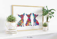 Three Chihuahua Dogs Watercolor Print Poster Gift Pet Dog Love Puppy Friend Animal Dog Doglover Poster Pet Wall Art Animal Art Dog Art-1505