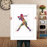 Baseball Player Watercolor Print Softball Girl Player Print Baseball Art Wall Baseball Poster Softball Gift Sport Decor Sport Wall Art-1049