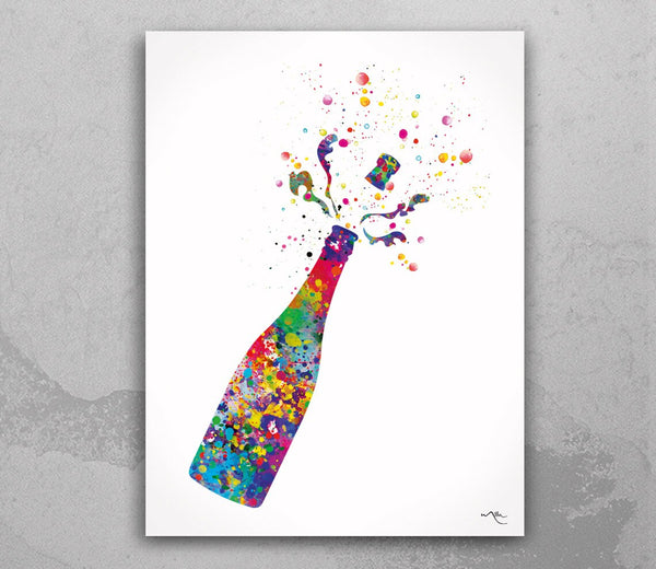 Champagne Watercolor Print Bar Decor Champagne Bottle Kitchen Alcohol Drinking Decor Home Party Greeting Celebration Champagne Popping-949