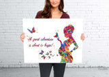 Pregnant Woman Quote Great Adventure Watercolor Print Pregnancy Flowers Obstetrician Nursing Baby Shower New Mum Art Gift OBGYN Gift-1350