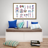 Skeletal System Watercolor Print Human Body Anatomy Art Medical Art Medicine Skull Art Wall Hanging Graduation Gift Clinic Decor Gift-1025