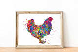 Chicken Watercolor Print Chicken Art Print House Warming Gift Pet Gift Animal Love Nursery Animal Decor Poster Farm Animal Poster-505