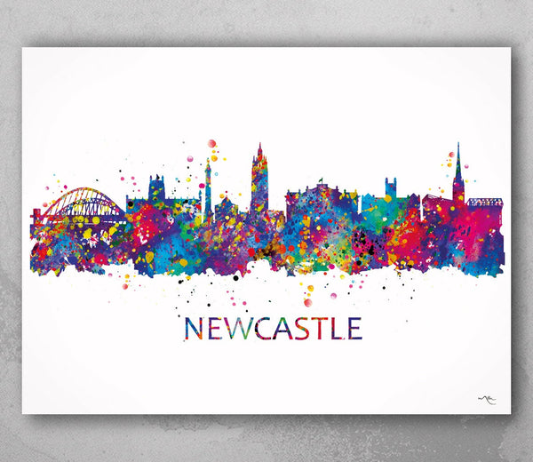 Newcastle Skyline Watercolor Print Newcastle upon Tyne Newcastle Landmark Art Print Wall Housewarming Gift Geordie Wall Decor Home Decor-821