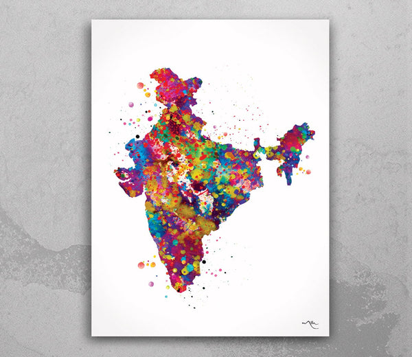 India Map Watercolor Print New Delhi Wall Art Wedding Gift Honeymoon Gift Map Wall Hanging Country Travel Poster Yoga Home Wall Decor-1157