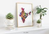 India Map Watercolor Print New Delhi Wall Art Wedding Gift Honeymoon Gift Map Wall Hanging Country Travel Poster Yoga Home Wall Decor-1157
