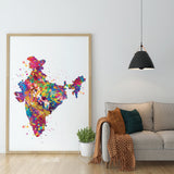 India Map Watercolor Print New Delhi Wall Art Wedding Gift Honeymoon Gift Map Wall Hanging Country Travel Poster Yoga Home Wall Decor-1157