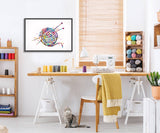 Knitting Art Watercolor Print Wall Art Yarn Knitted Woman Sewing Room Housewarming Craft Room Decor Wall Decor Tailor Gift Wall Hanging-2297