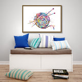 Knitting Art Watercolor Print Wall Art Yarn Knitted Woman Sewing Room Housewarming Craft Room Decor Wall Decor Tailor Gift Wall Hanging-2297