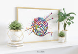 Knitting Art Watercolor Print Wall Art Yarn Knitted Woman Sewing Room Housewarming Craft Room Decor Wall Decor Tailor Gift Wall Hanging-2297