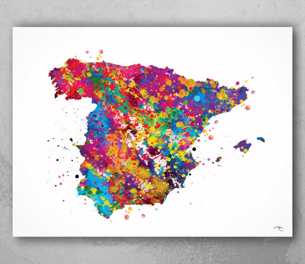 Spain Map Watercolor Print Madrid Map Spain Decor Wanderlust Wall Art Print Wall Wedding Gift Poster Travel Gift Wall Decor Wall Hanging-191