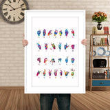Sign Language Alphabet Watercolor Print American Sign Language Hand Signing Deaf ASL Fingerspelling Poster Manual Alphabet Medical Art-1338