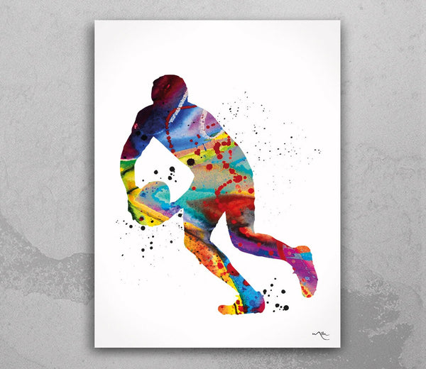 Rugby Player Watercolor Print Rugby Player Man Boy Nursery Dorm Room Ball Poster Wall Art Wall Decor Run With Your Heart Sport Wall Art-308