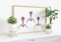 Bacteriophage Watercolor Print Virus Medical Art T-Cell Biotech Wall Art Bioscience Microbiology Bacteria Biology Microscopy Science Art-196