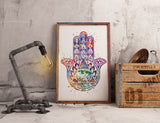 Hamsa Hand Watercolor Art Print Evil Eye Wall Art Kabbalah Hand Poster Art Wedding Gift Protection Poster Protective Hand Wall Hanging-996