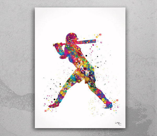 Baseball Player Watercolor Print Softball Girl Player Print Baseball Art Wall Baseball Poster Softball Gift Sport Decor Sport Wall Art-1049