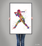 Baseball Player Girl Watercolor Print Set Softball Player Female Woman Pitcher Catcher  Print Set Baseball Poster Gift Sport Wall Art-1052