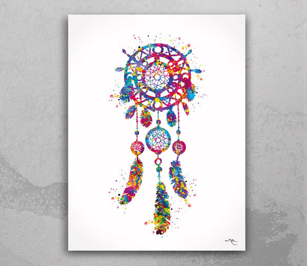 Dreamcatcher Art Watercolor Print Wedding Gift Housewarming Gift Wall Art Indie Native Tribal Wall Decor Boho Home Decor Wall Hanging-594