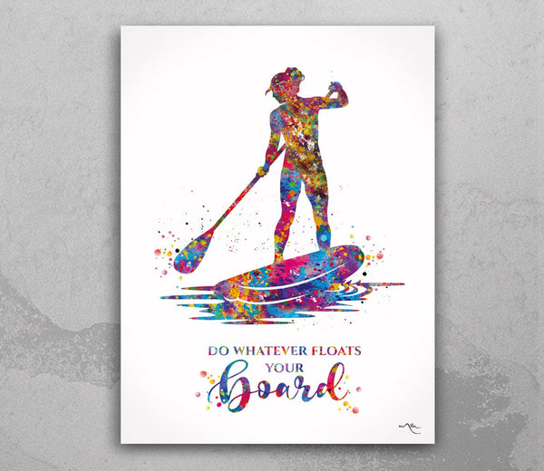 Paddle Boarder Quote Watercolor Print Female Stand Up Paddle Board Girl Woman Gift Wall Decor Like a Girl Ladies Sports Art Wall Art-2314