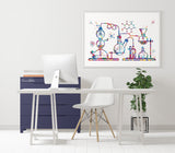 Chemistry Laboratory Watercolor Print Chemistry Lab Medical Art Microbiology Cool Science Chemist Gift Clinic Scientific Tools Wall Art-2317