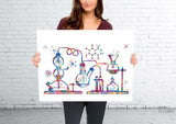 Chemistry Laboratory Watercolor Print Chemistry Lab Medical Art Microbiology Cool Science Chemist Gift Clinic Scientific Tools Wall Art-2317