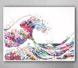 The Great Wave Off Kanagawa Big Wave Watercolor Print Housewarming Gift Wedding Gift Sea Themed Wall Art Poster Wall Hanging Nautical-337