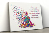 Yoga Man with Birds Your Mind Life Quote Watercolor Print Studio Room Office House Nursery Decor Housewarming Motivational Wall Art-1477