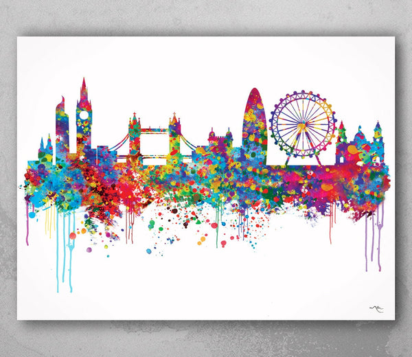 London Skyline Watercolor Print England Housewarming Gift United Kingdom Wall Wedding Gift Poster Wall Decor Art Home Decor Wall Hanging-149