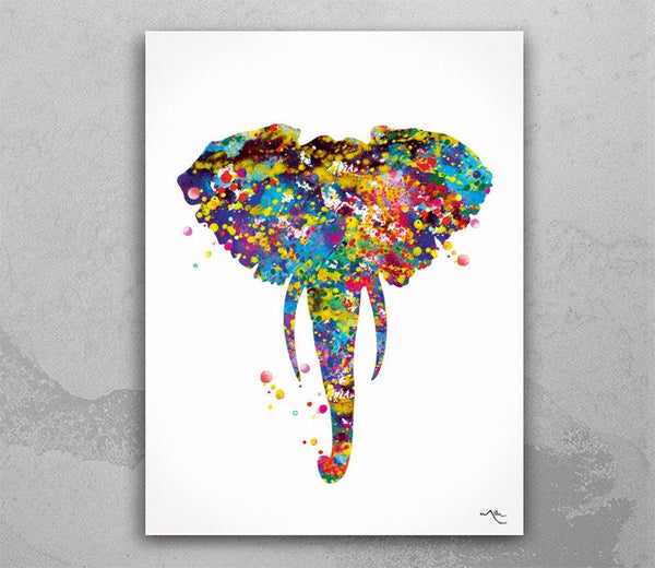 Elephant Head Watercolor Print African Art Nursery Kids Wall Art Animal Wall Art Wedding Gift Home Decor Housewarming Gift Wall Hanging-658