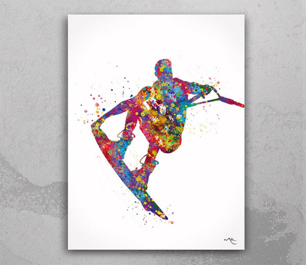 Wakeboarding Art Watercolor Print Sports Art Wakeboarder Boys Room Decor Nursery Art Water Sports Male Gift Wakeboard Man Cave Wall Art-2361