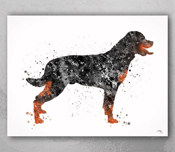 Rottweiler Dog Black Watercolor Print Rottweiler Poster Gift Pet Doglover Puppy Friend Security Dog Bodyguard Animal Dog Poster Dog Art-1504