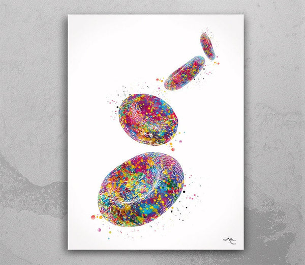 Red Blood Cells Watercolor Print Blood Histology Science Haematology Medical Art Haematologist Wall Art Office Laboratory Clinic Decor-2344