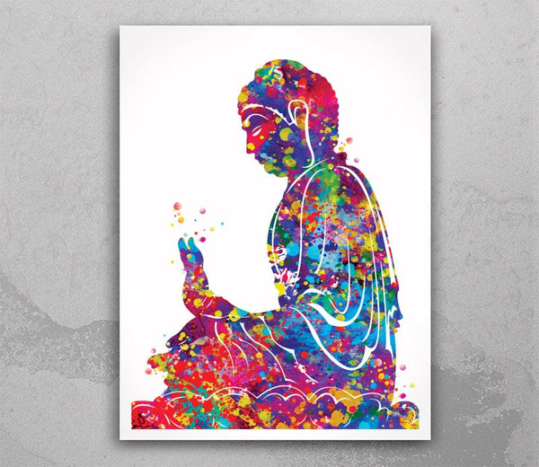 Buddha Yoga Pose Watercolor Print Wall Art Poster Buddhism Meditation Wall Decor Art Home Religion Decor Wall Hanging Zen Yoga Poster-2346