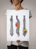 Spine Floral Watercolor Print Human Spine Anatomy Flowers Medical Art Medicine Neurology Neurosurgeon Neurologist Doctor Clinic Office-1358