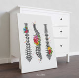 Spine Floral Watercolor Print Human Spine Anatomy Flowers Medical Art Medicine Neurology Neurosurgeon Neurologist Doctor Clinic Office-1358