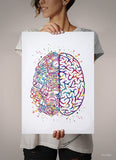 Brain Anatomy Robotic Engine Watercolor Print Science Art Computer Neurology Human Brain Engineer Gift Brain Circuit Board Wall Art-1670