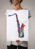 Saxophone Music Instrument Watercolor Print Saxophone Player Music Wall Art Saxophonists Jazz Geekery Nerdy Wall Hanging Music Poster-1132
