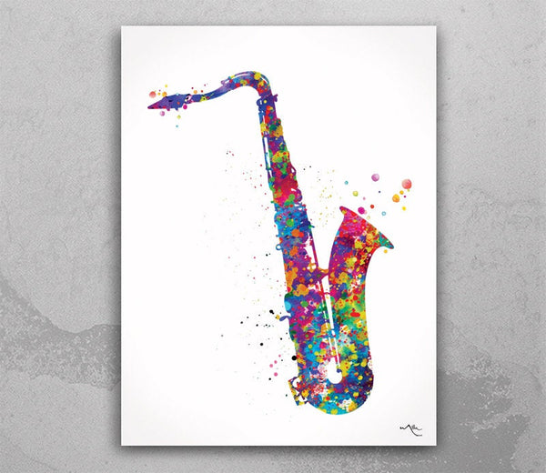 Saxophone Music Instrument Watercolor Print Saxophone Player Music Wall Art Saxophonists Jazz Geekery Nerdy Wall Hanging Music Poster-1132