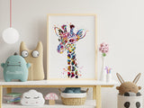 Giraffe Watercolor Print Gift For Kids Newborn Nursery Decor Wall Art Wall Decor Baby Shower Birthday Wall Hanging Teen Room Decor-2365