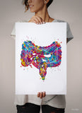 Intestine Art Watercolor Print Digestive System Large and Small Intestine Gastrointestinal Tract Clinic Gift Gi Tract Medical Art Clinic-843
