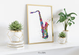 Saxophone Music Instrument Watercolor Print Saxophone Player Music Wall Art Saxophonists Jazz Geekery Nerdy Wall Hanging Music Poster-1132