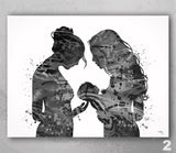 Two Moms Watercolor Print Same Sex New Moms LGBT Family Love Wins Wedding Gift Wall Art Gay Lesbian Gift Art Home Decor Mrs and Mrs-2381