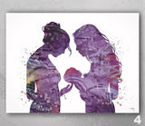 Two Moms Watercolor Print Same Sex New Moms LGBT Family Love Wins Wedding Gift Wall Art Gay Lesbian Gift Art Home Decor Mrs and Mrs-2381