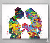 Two Moms Watercolor Print Same Sex New Moms LGBT Family Love Wins Wedding Gift Wall Art Gay Lesbian Gift Art Home Decor Mrs and Mrs-2381