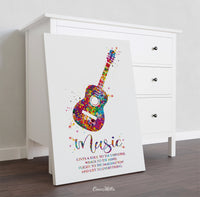 Acoustic Guitar Music Instrument Watercolor Print Classic Guitar Player Music Gives A Soul To The Universe Wings To The Mind Wall Art-1929