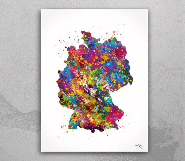 Germany Map Watercolor Print Deutschland Anniversary Honeymoon Wedding Gift Travel Art Country Map Wall Decor Home Decor Wall Hanging-1404