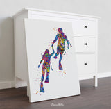 Scuba Diving Couple Watercolor Print Personalised Gift Coastal Wall Art Print Wall Art Diving Wedding Gift Valentine's Gift Wall Hanging-834