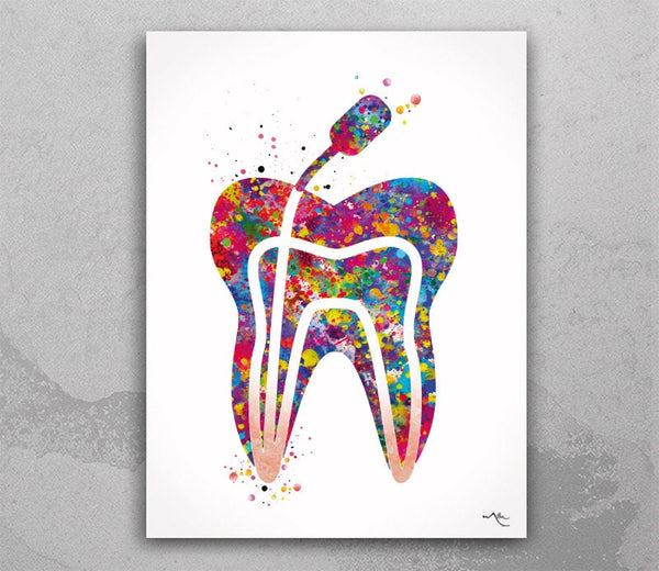 Root Canal Treatment Watercolor Print Endodontic Therapy Tooth Dental Clinic Decor Art Dentistry Office Medical Graduaiton Dentist Gift-1672