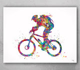 Mountain Bike Watercolor Print Dirt Bike Mountain Biker Poster Mountain Biking Stunt Racing Bike Mountain Bike Road Bike MTB Wall Art-1088